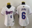 Women Nike Texas Rangers #6 Josh Jung white majestic baseball jerseys Champion patch-BD 01