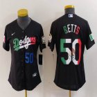 Youth Nike Los Angeles Dodgers #50 Mookie Betts black fashion majestic baseball jersey 03