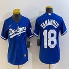 Women Nike Los Angeles Dodgers #18 Yoshinobu Yamamoto blue majestic baseball jerseys