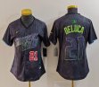 Women Nike Tampa Bay Rays #21 Jonny DeLuca black majestic baseball jersey city version 02