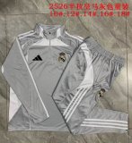 2025-2026 Real Madri gray kid Soccer uniforms with Long Trousers E25182