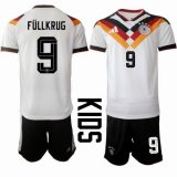 2026 World Cup Germany Team #9 FULLKRUG white black kid soccer jerseys home