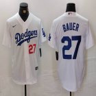 Nike Los Angeles Dodgers #27 Trevor Bauer white MLB baseball Jersey 01