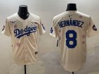 2025 Nike Los Angeles Dodgers #8 Enrique Hernandez beige fashion majestic baseball jerseys Sakura plate 01