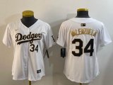 Youth Nike Los Angeles Dodgers 34 Fernando Valenzuela white gold fashion baseball jersey