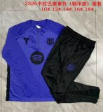 2025-2026 Barcelona club purple black kid Soccer uniforms with Long Trousers E25181
