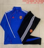 2025-2026 Manchester United blue black kid Soccer uniforms with Long Trousers E25102