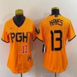 Womne Nike Pittsburgh Pirates #13 Ke Bryan Hayes gold majestic baseball jerseys city version 01