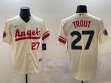 Nike Los Angeles Angels #27 Mike Trout beige majestic baseball jerseys city version-BD 03