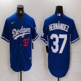 Nike Los Angeles Dodgers #37 Enrique Hernandez blue majestic baseball jerseys 01