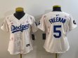 Youth Dodgers #5 Freddie Freeman beige fashion majestic baseball jerseys Sakura plate 01