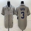 Nike New York Yankees #3 Babe Ruth gray majestic baseball Jersey Joint name 01