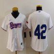 Women Nike Texas Rangers #42 white majestic baseball jerseys -BD