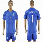 2016-2017 Greece them KARNEZIS #1 blue soccer jersey away