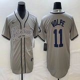 Nike New York Yankees #11 Volpe gray majestic baseball Jerseys Joint name