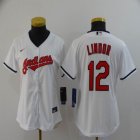 Women Nike Cleveland Indians #12 Francisco Lindor white majestic baseball jersey