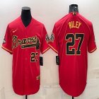 Nike Atlanta Braves #27 Austin Riley red gold majestic baseball Jerseys-