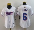 Women Nike Texas Rangers #6 Josh Jung white majestic baseball jerseys Champion patch-BD