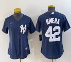 Women Nike New York Yankees #42 Rivera black majestic baseball Jerseys-BD