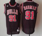 Adidas Chicago Bulls #91 Dennis Rodman black red stripe NBA basketball Jerseys-688