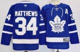 Toronto Maple Leafs #34 Auston Matthews blue hockey jersey with A patch-PD