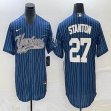 Nike New York Yankees #27 Giancarlo Stanton blue majestic baseball Jersey Joint name