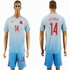 2016 Turkey team OZYAKUP #14 skyblue soccer jersey away