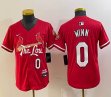 Youth Nike St. Louis Cardinals #0 Masyn Winn red majestic Baseball Jersey city version-BD