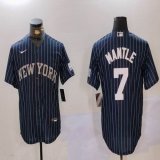 Nike New York Yankees #7 Mickey Mantle dark blue majestic baseball Jersey Joint name 03