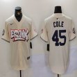 Nike New York Yankees #45 Gerrit Cole beige majestic baseball Jersey Joint name