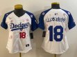 Youth 2025 Nike Los Angeles Dodgers #18 Yoshinobu Yamamoto white blue fashion majestic baseball jerseys Sakura plate 02